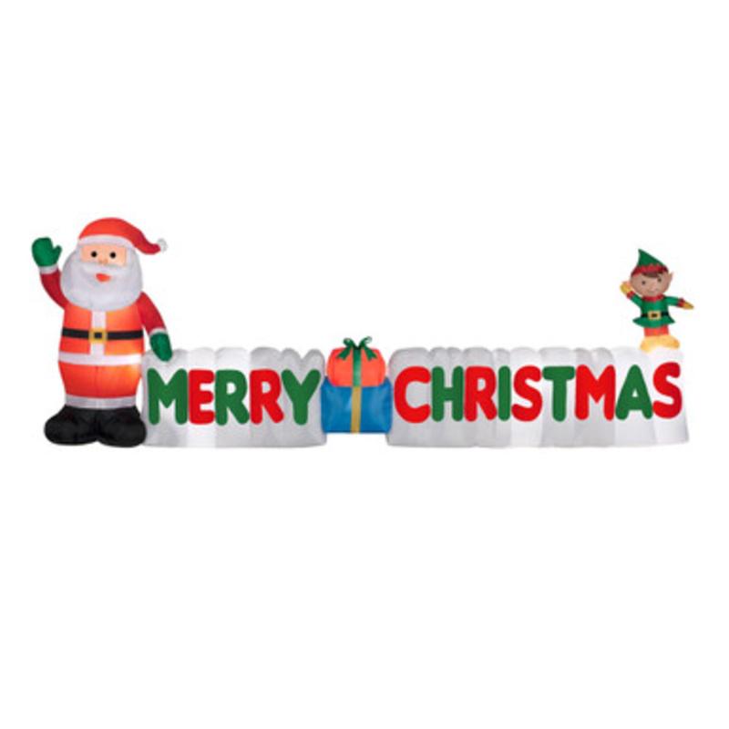 12 Green and Red Merry Christmas Sign Inflatable Outdoor Christmas Decor