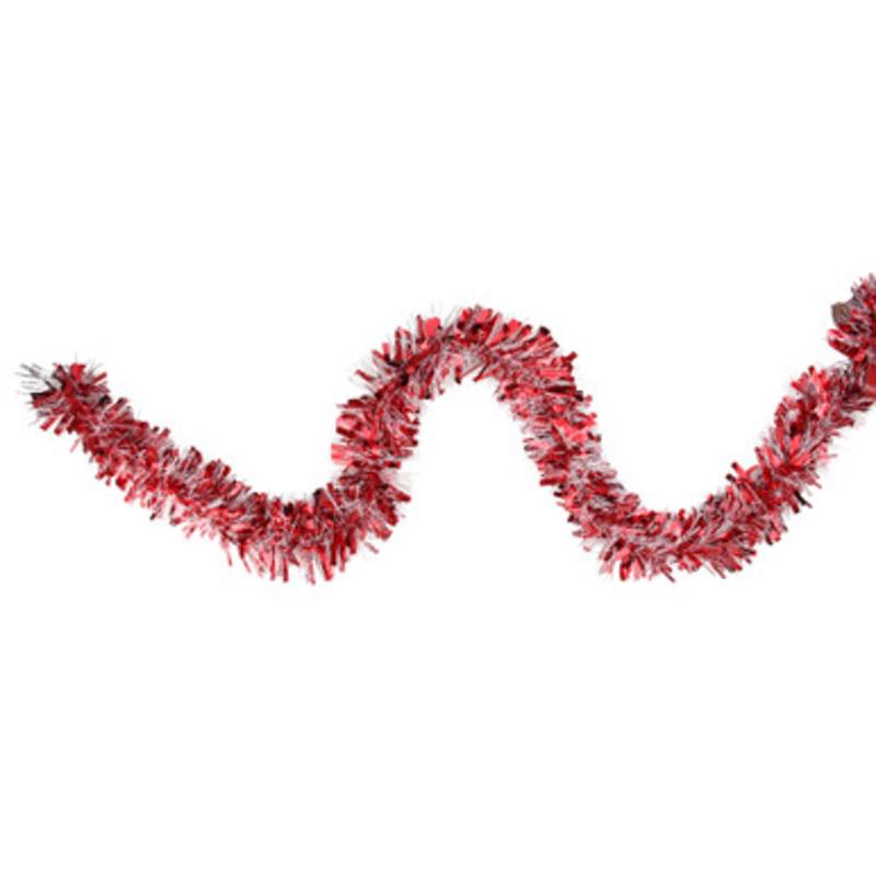 12 x 4 Shiny Red and Snowblush Wide Cut Tinsel Christmas Garland  Unlit