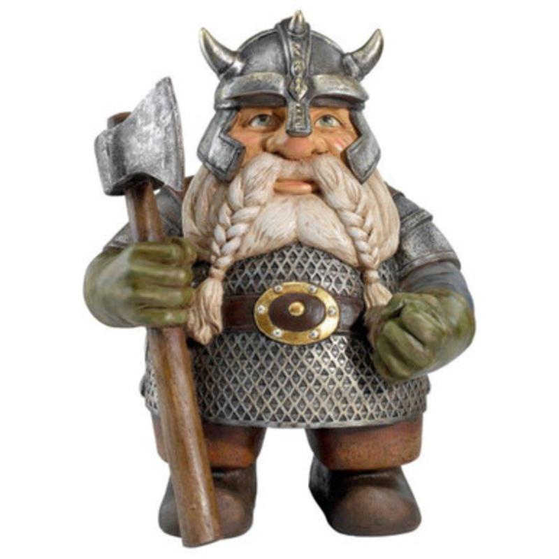 12.5 Gray and Brown Viking Victor Norse Dwarf Gnome Outdoor Garden Statue