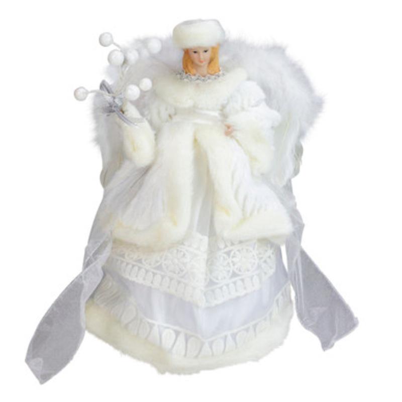 12 White Angel in a Dress Christmas Tree Topper- Unlit