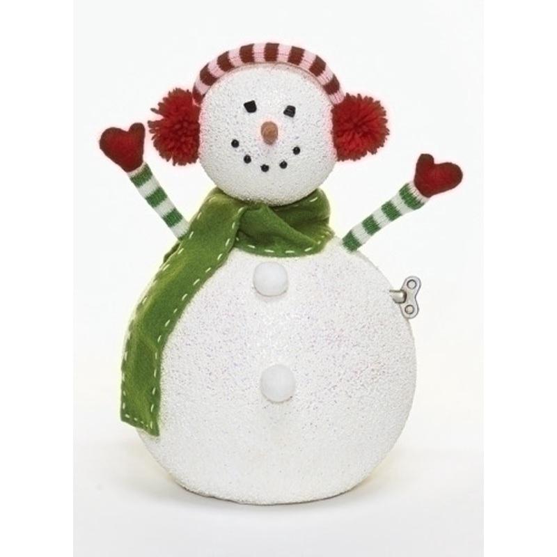 12 White Animated and Musical Snowman with Earmuffs Christmas Figurine