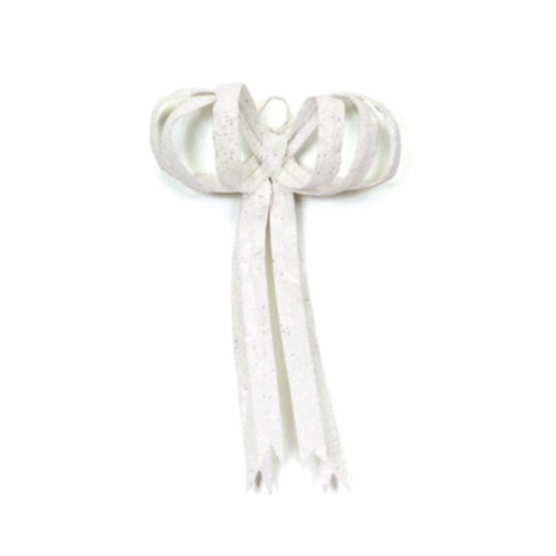 12 White Glitter Drenched Bow Christmas Wall Decor