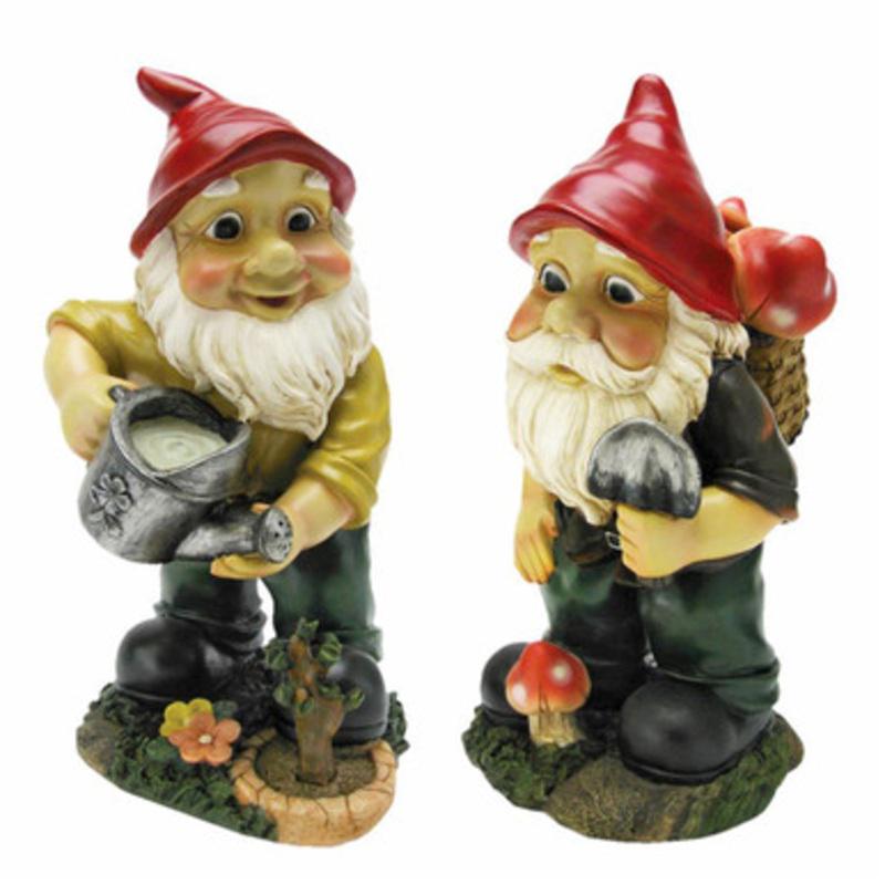 12 Planting Gnomes Hand Painted Garden Statue Set