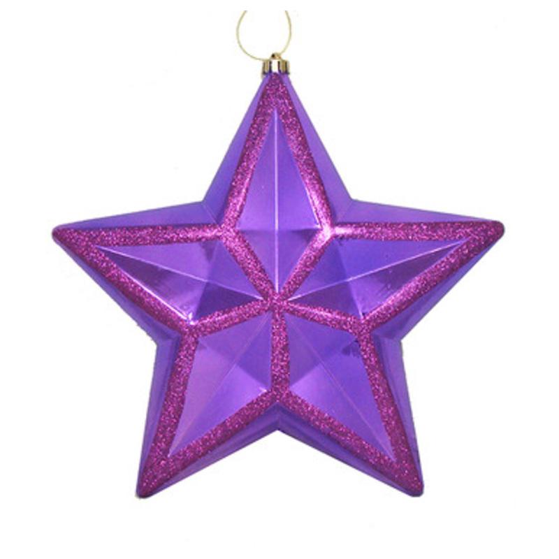 12 Purple Shatterproof 2-Finish Star Christmas Ornament