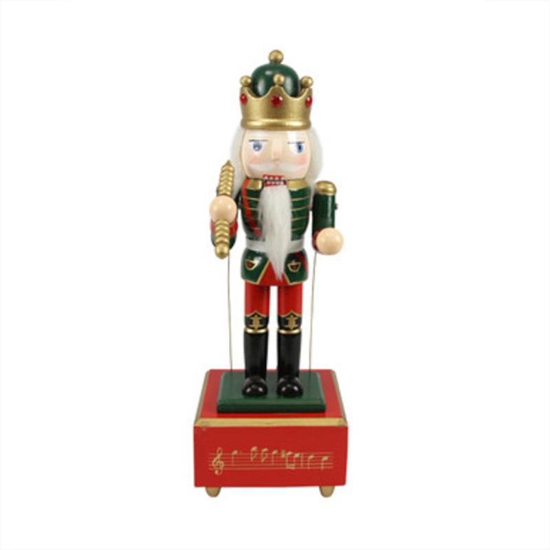 12 Red and Green Animated King with Scepter Christmas Nutcracker
