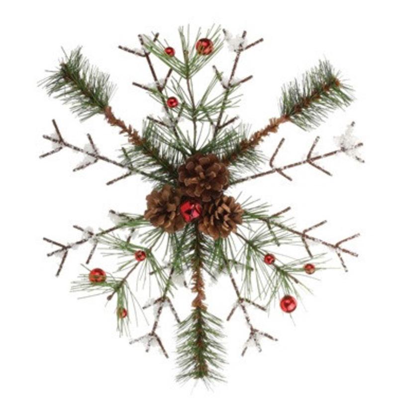 12 Frosted Pine, Berries and Pine Cone Snowflake Christmas Tree Ornament