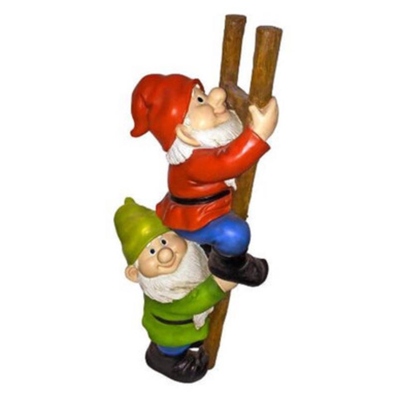 12 Ladder Climbing Gnomes Hand Painted Outdoor Garden