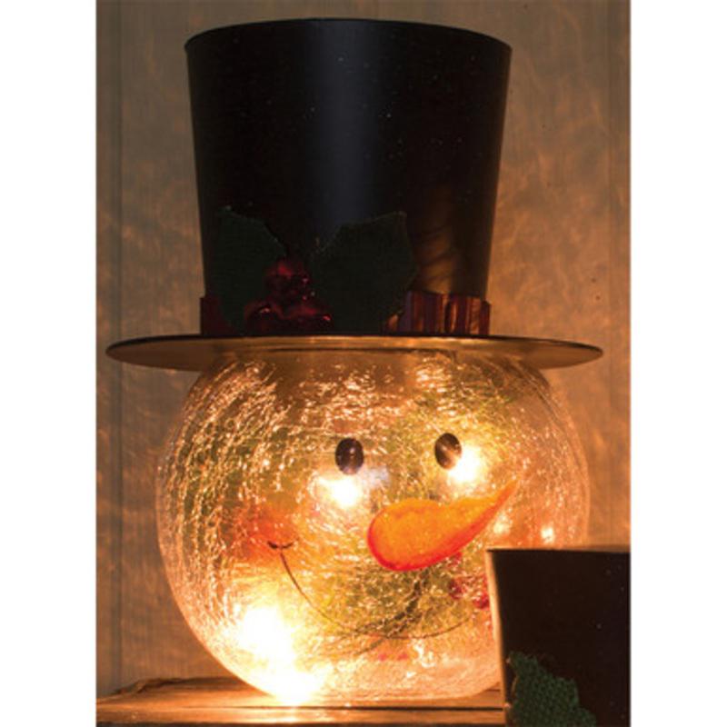 12 Large Glass Lighted Snowman Head  34136104