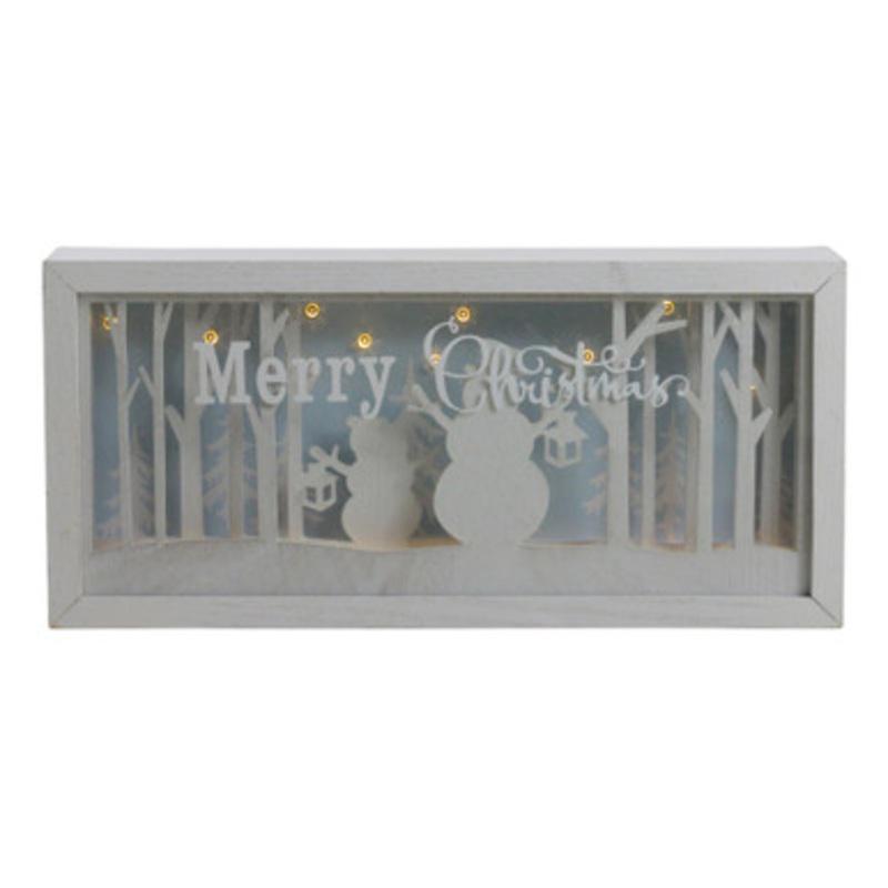 12 Lighted Merry Christmas Snowmen Christmas Shadow Box Decoration