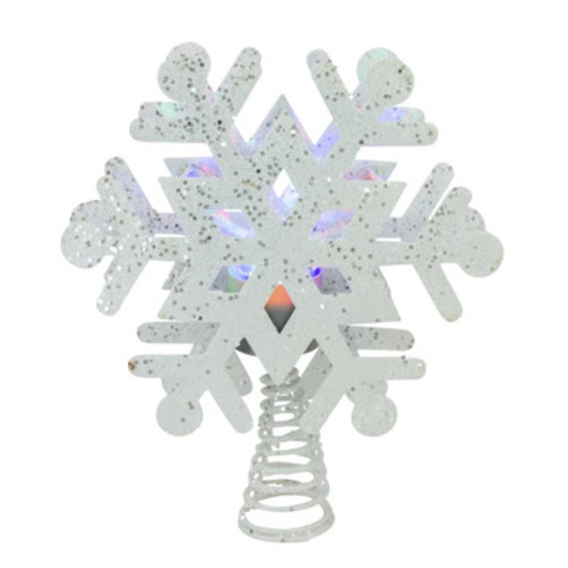 12 Lighted White Snowflake Christmas Tree Topper Multicolor Lights