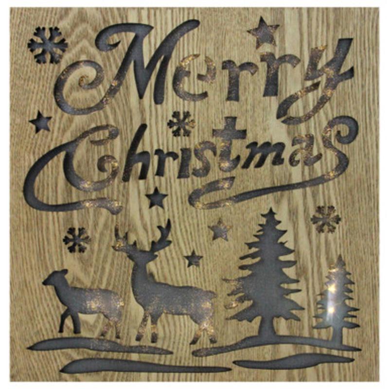 12 Lighted Wooden Merry Christmas Christmas Wall Decoration