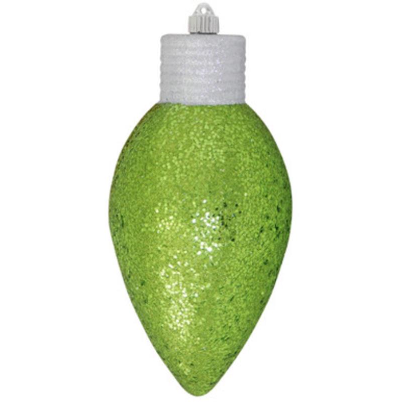 12 Lime Green Shatterproof Glitter C9 Bulb Style Commercial Christmas Ornament