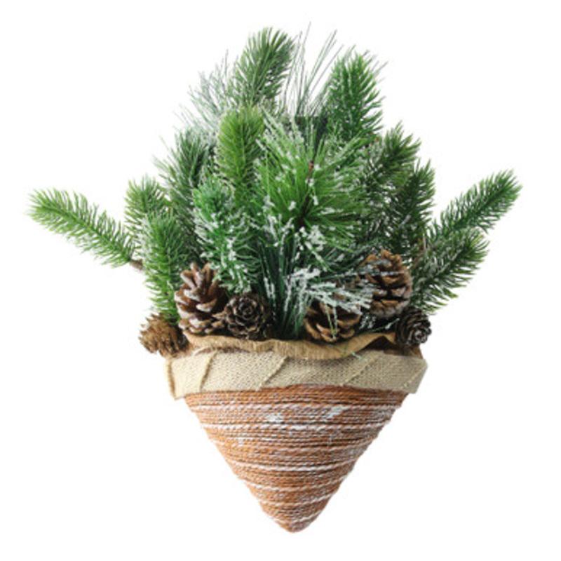 12 Green and Brown Ice Pine Cones with Branch Tips Hanging Christmas Decor