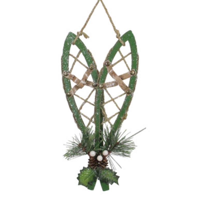 12 Green Hanging Snowshoe Christmas Wall Decoration