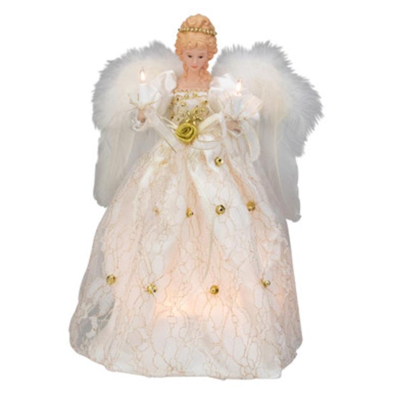 12 Ivory and Gold Floral Angel Christmas Tree Topper