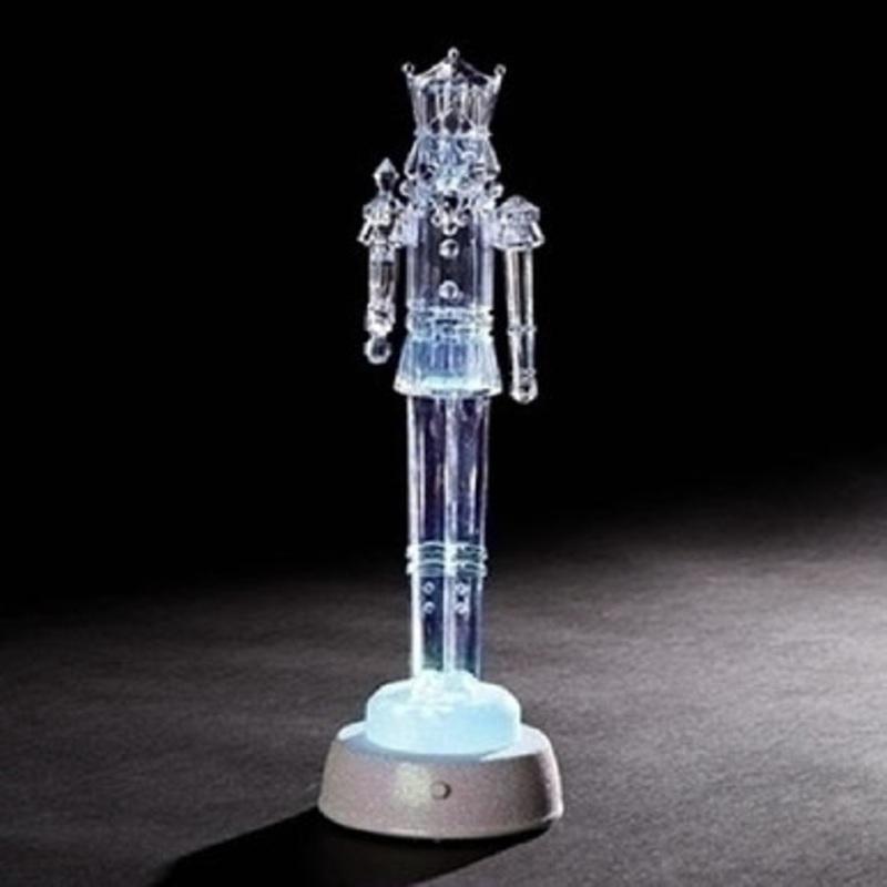 12 Clear LED Musical Battery Operated Acrylic Christmas Nutcracker Figurine