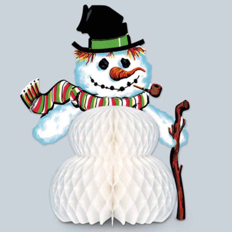 12 Counts White and Black Vintage Christmas Snowman Centerpiece 11