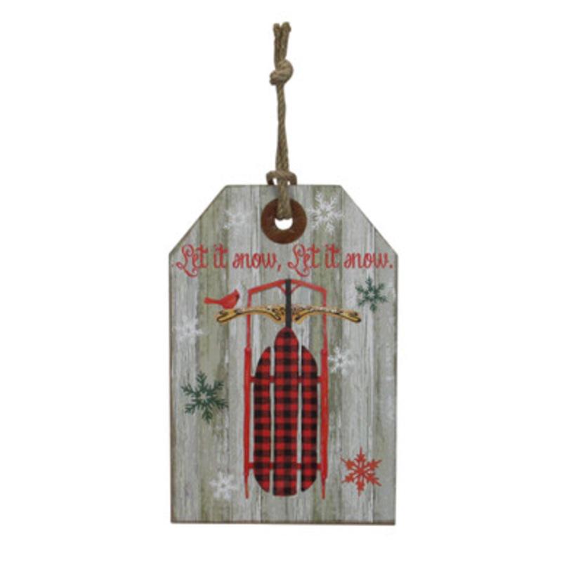11.75 Hanging Let it Snow Christmas Tag Style Wall Decoration