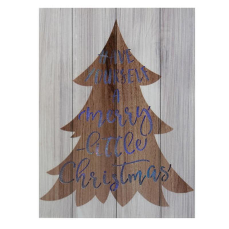11.75 Lighted Brown Tree Have Yourself A Merry Little Christmas Wall Plaque