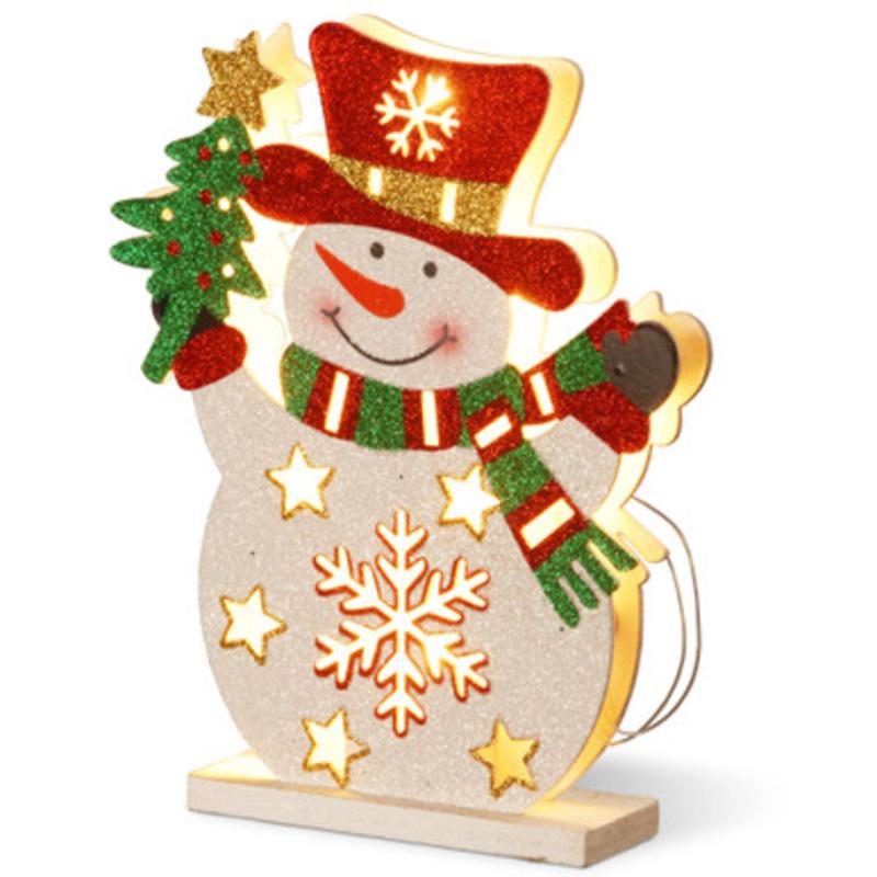 11.75 Lighted Snowman with Evergreen Tree Outdoor Christmas Decoration