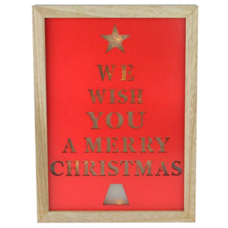 11.75 Red and Brown Christmas LED Battery Operated Wall Decoration