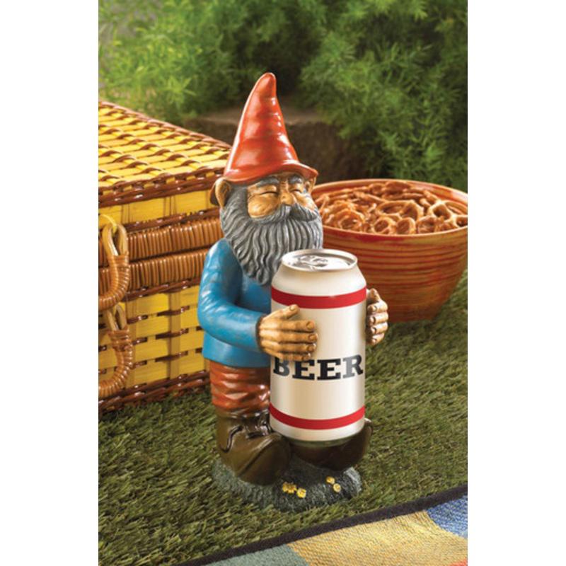 11.5 Red and Blue Beer Buddy Gnome Outdoor Garden Statue