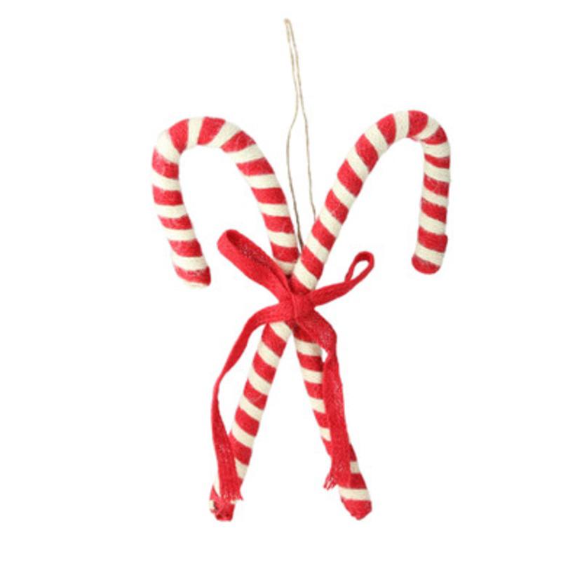 11.5 Red and White Country Rustic Hanging Double Candy Cane Christmas Ornament