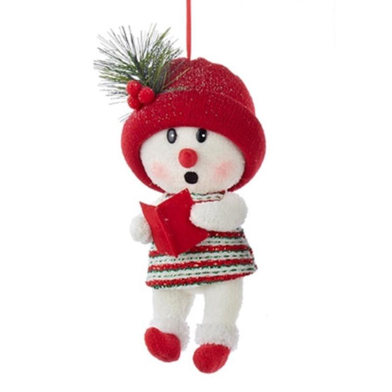 11.5 Red and White Snow Woman with Hat Christmas Ornament
