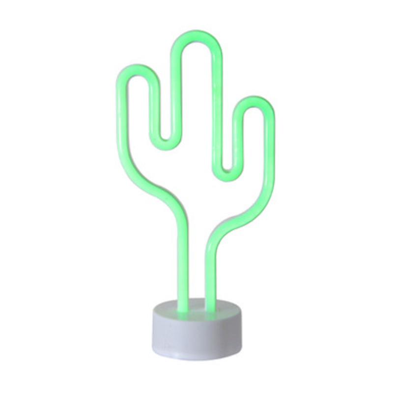 11.5 Battery Operated Neon Style LED Green Cactus Table Light
