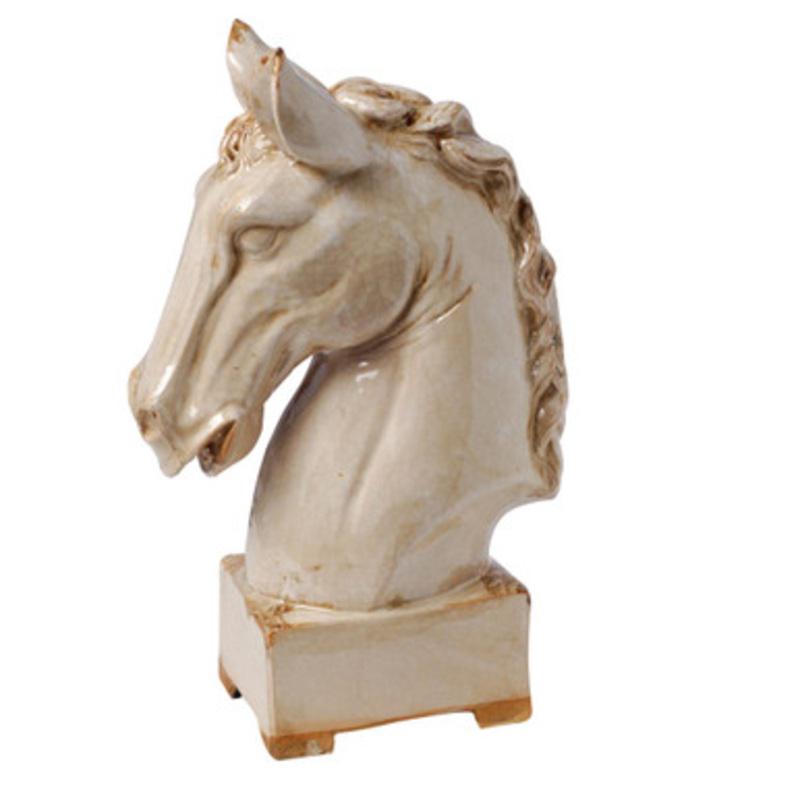 11.5 Ivory and Brown Glossy Patina Finish Horse Statue
