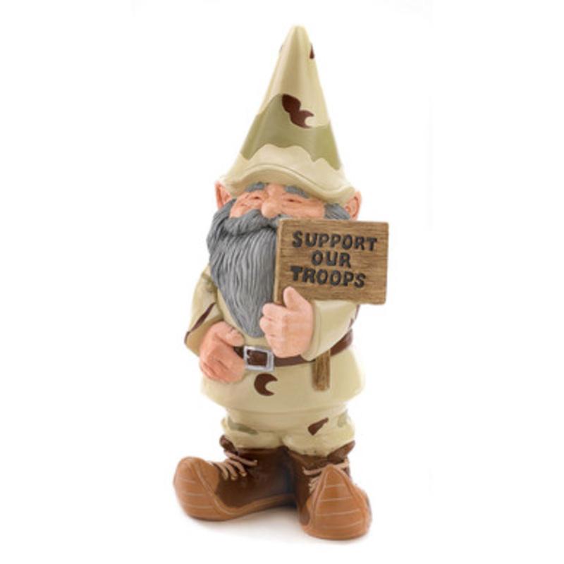 11.25 Beige and Blue Support Our Troops Gnome Outdoor Garden Statue