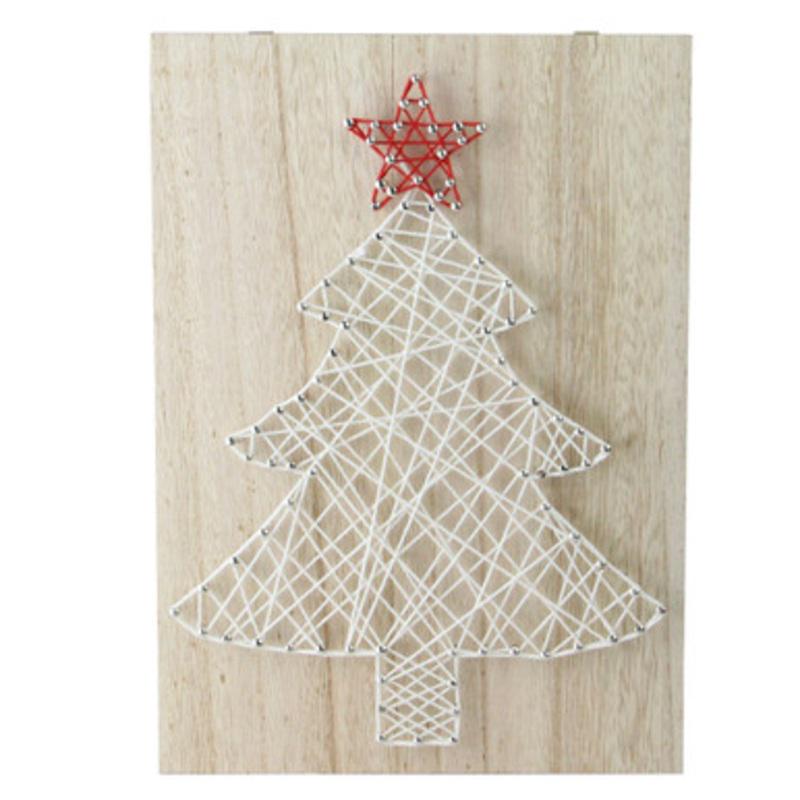11 White and Red String Christmas Tree Wall Decor