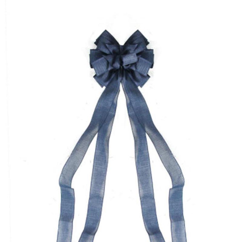 11 x 48 Blue Solid Denim 16 Loop Commercial Hanging Outdoor Christmas Bow Decor
