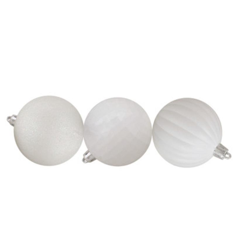 100ct White Shatterproof 3-Finish Christmas Ball Ornaments 2.5 (60mm)