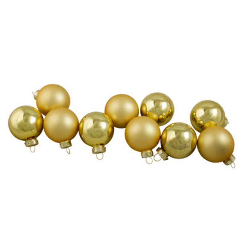 10ct Shiny and Matte Champagne Gold Glass Ball Christmas Ornaments 1.75 (45mm)