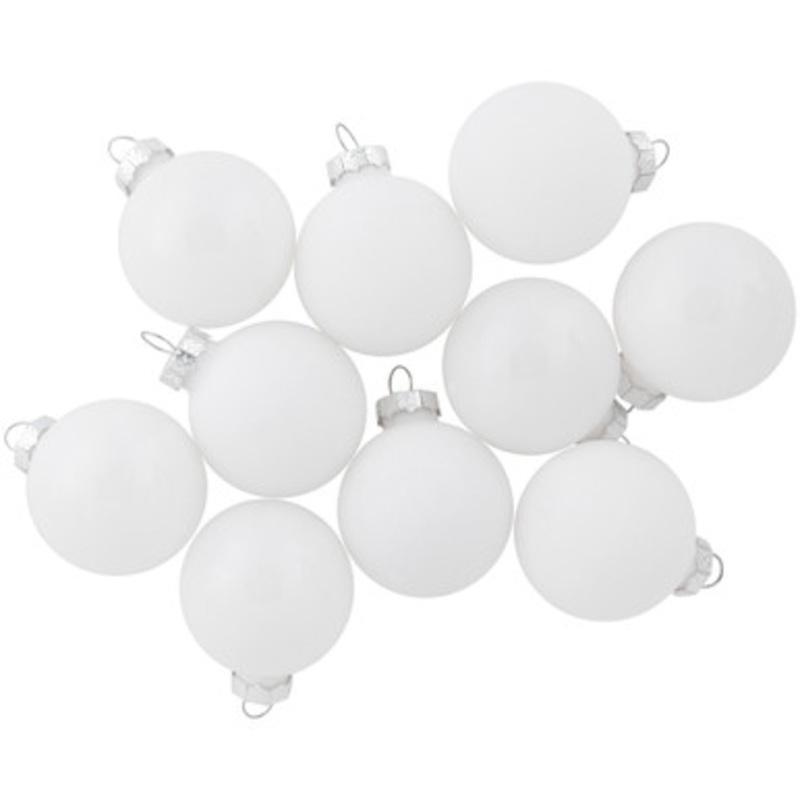 10ct White Shiny and Matte Glass Ball Christmas Ornaments 1.75 (45mm)