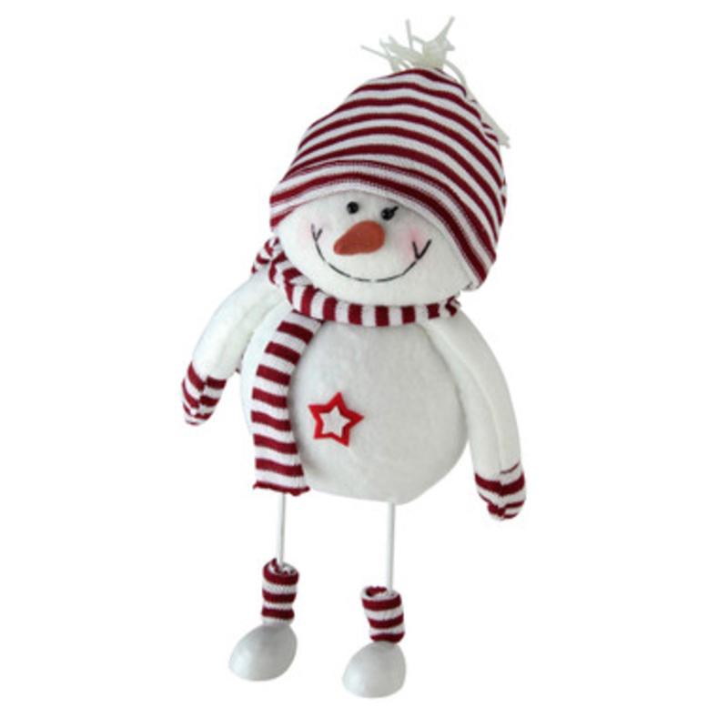 11 Albino White and Candy Apple Red Bobble Snowman Figurine