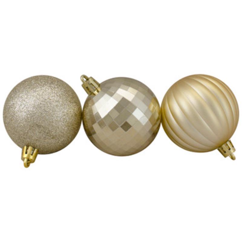 100ct Champagne Gold Shatterproof 3-Finish Christmas Ball Ornaments 2.5 (60mm)