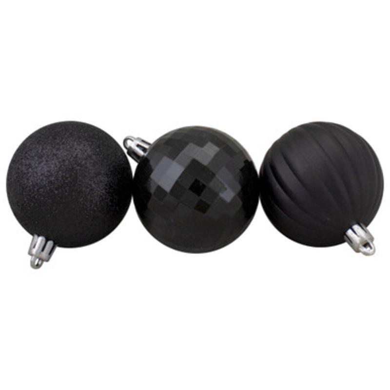 100ct Jet Black Shatterproof 3-Finish Christmas Ball Ornaments 2.5 (60mm)