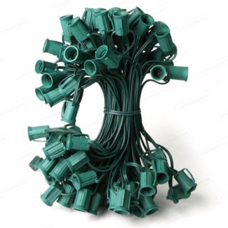100 Green Commercial C7 Christmas Light Socket Set