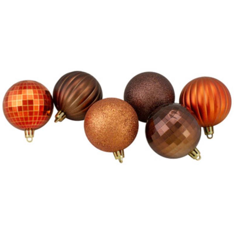 100ct Brown and Orange Shatterproof 3-Finish Christmas Ball Ornaments 2.5 (60mm)