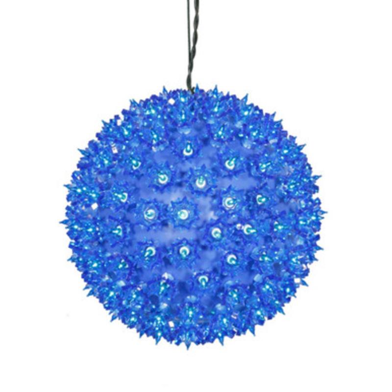 10 Blue Lighted Starlight Sphere Hanging Christmas Ball Ornament
