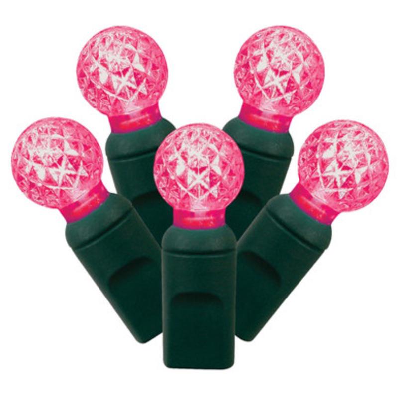 100 Battery Operated Magenta Pink Berry Christmas Lights  33 ft Green Wire