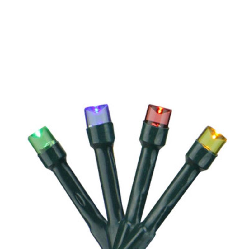 100 Battery Operated Multi-Color LED Wide Angle Christmas Lights  33 ft Green Wire