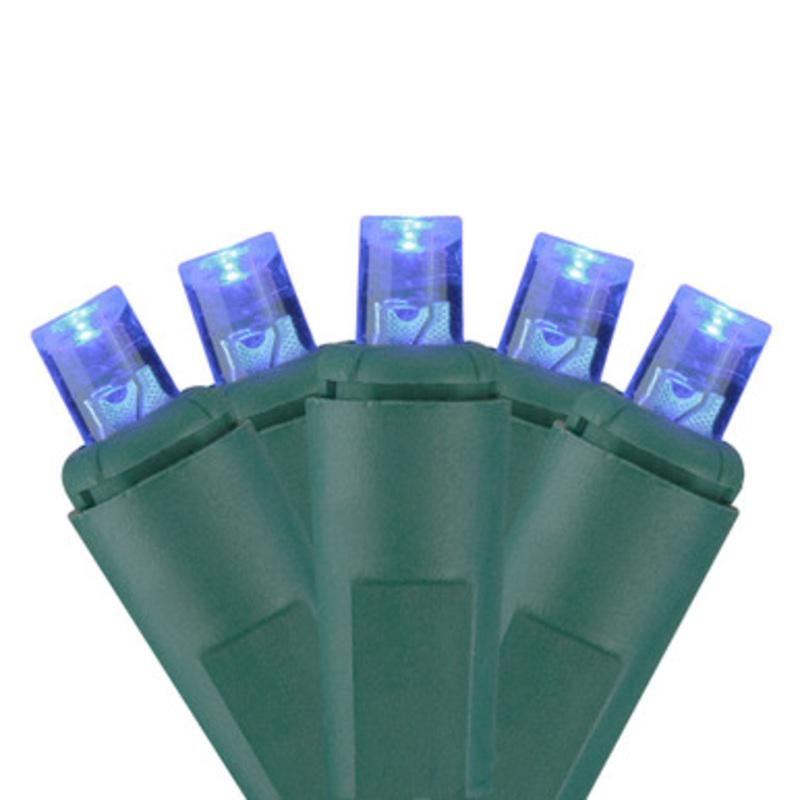 100 Blue LED Wide Angle Christmas Lights  33 ft Green Wire