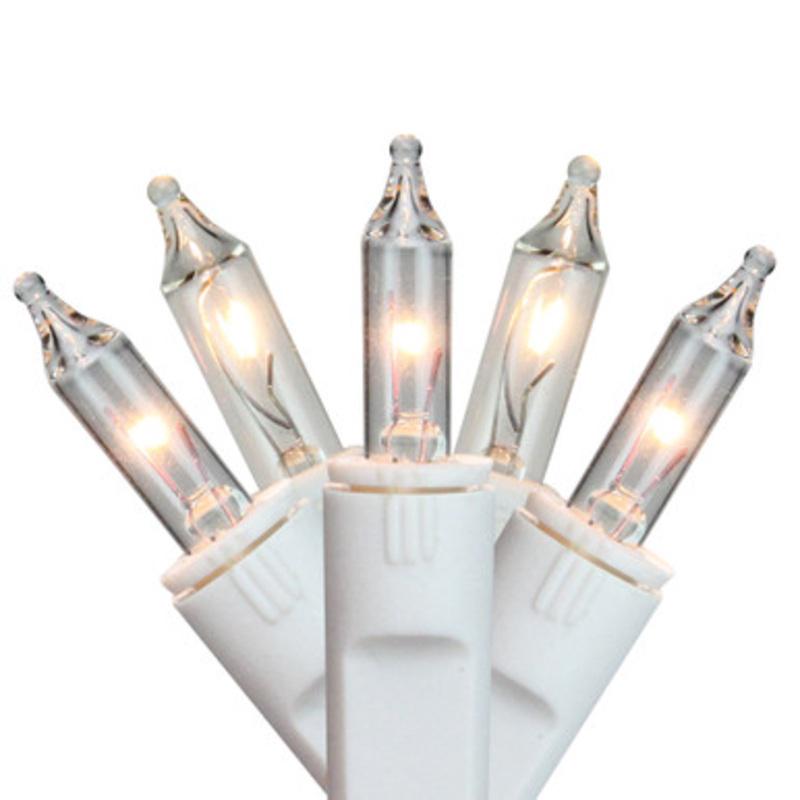 100-Count Clear Mini Twinkle Christmas Light Set, 50.1ft White Wire