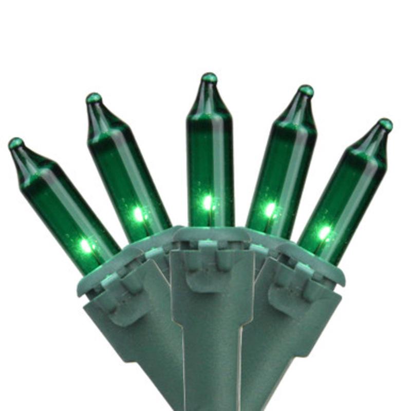 100-Count Green Mini Christmas Light Set, 36ft Green Wire