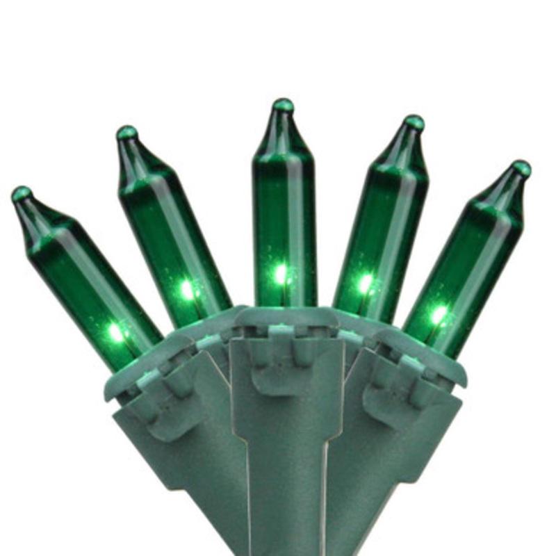 100-Count Green Mini Christmas Light Set, 49.6ft Green Wire