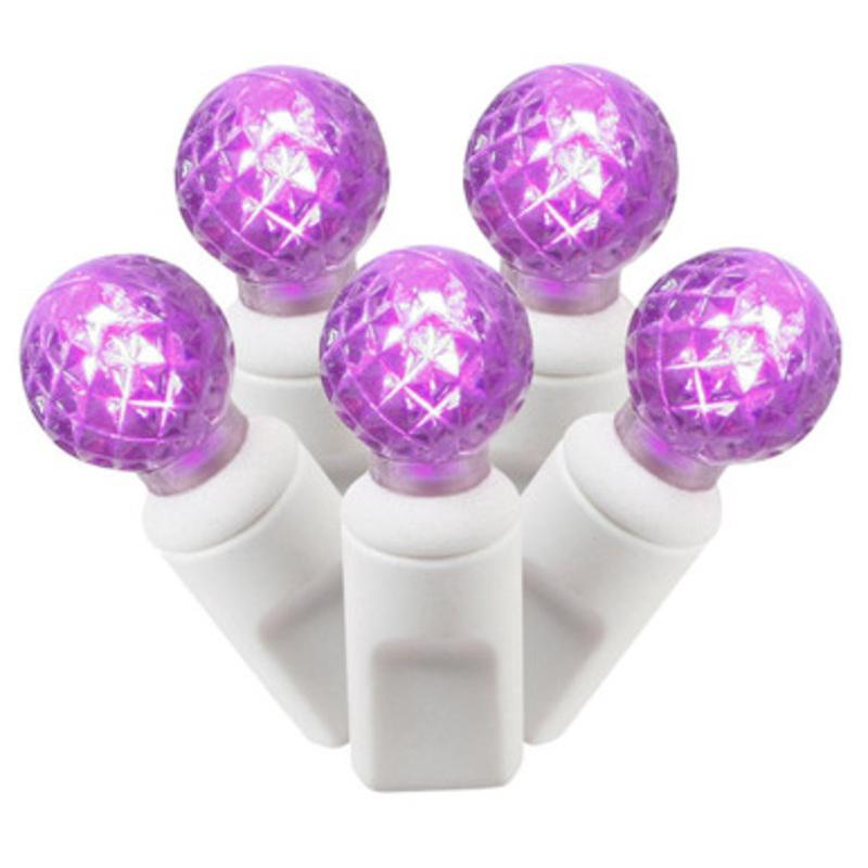100-Count Purple LED G12 Berry Commercial Grade Christmas Lights Set, 33 ft White Wire
