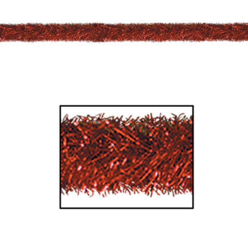 100 Festive Shiny Red Gleam N Tinsel Holiday Garland Unlit